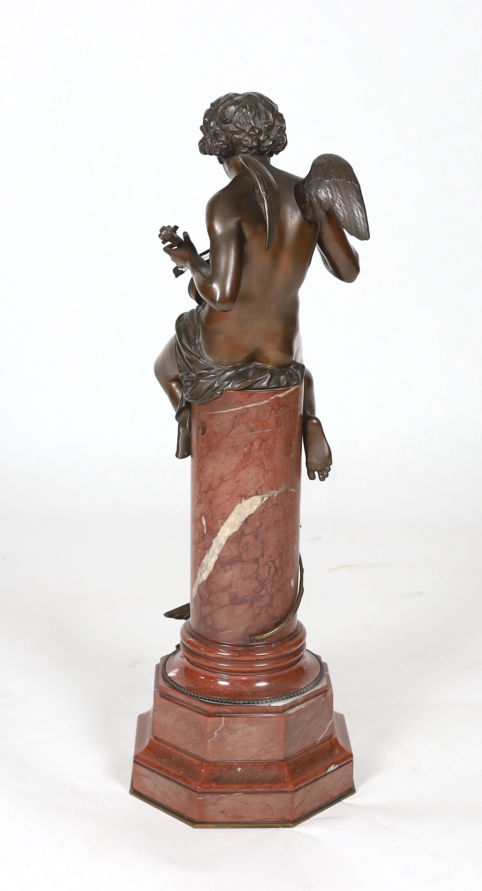 Jean Bulio (French, 1827-1911), a 19th century French bronze 'Enfant Charmeur' 27cm wide, 89cm high